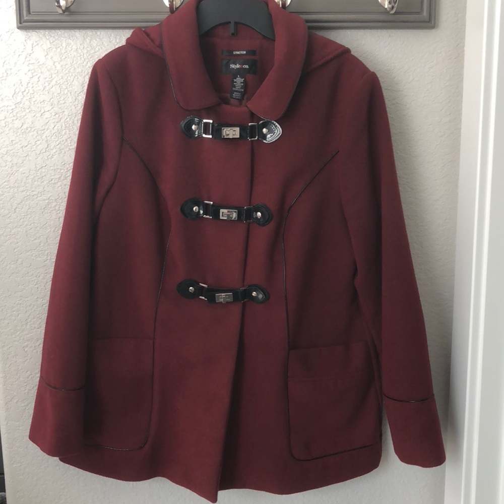 EUC L Style & Co Red Pea Coat